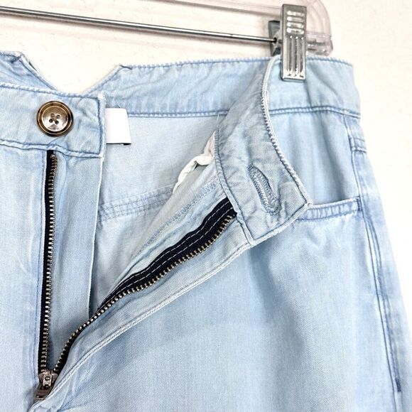 SPRWMN Light Blue Chambray Wide Leg Pants S Boho Lightweight High Waist Casual - Picture 8 of 12